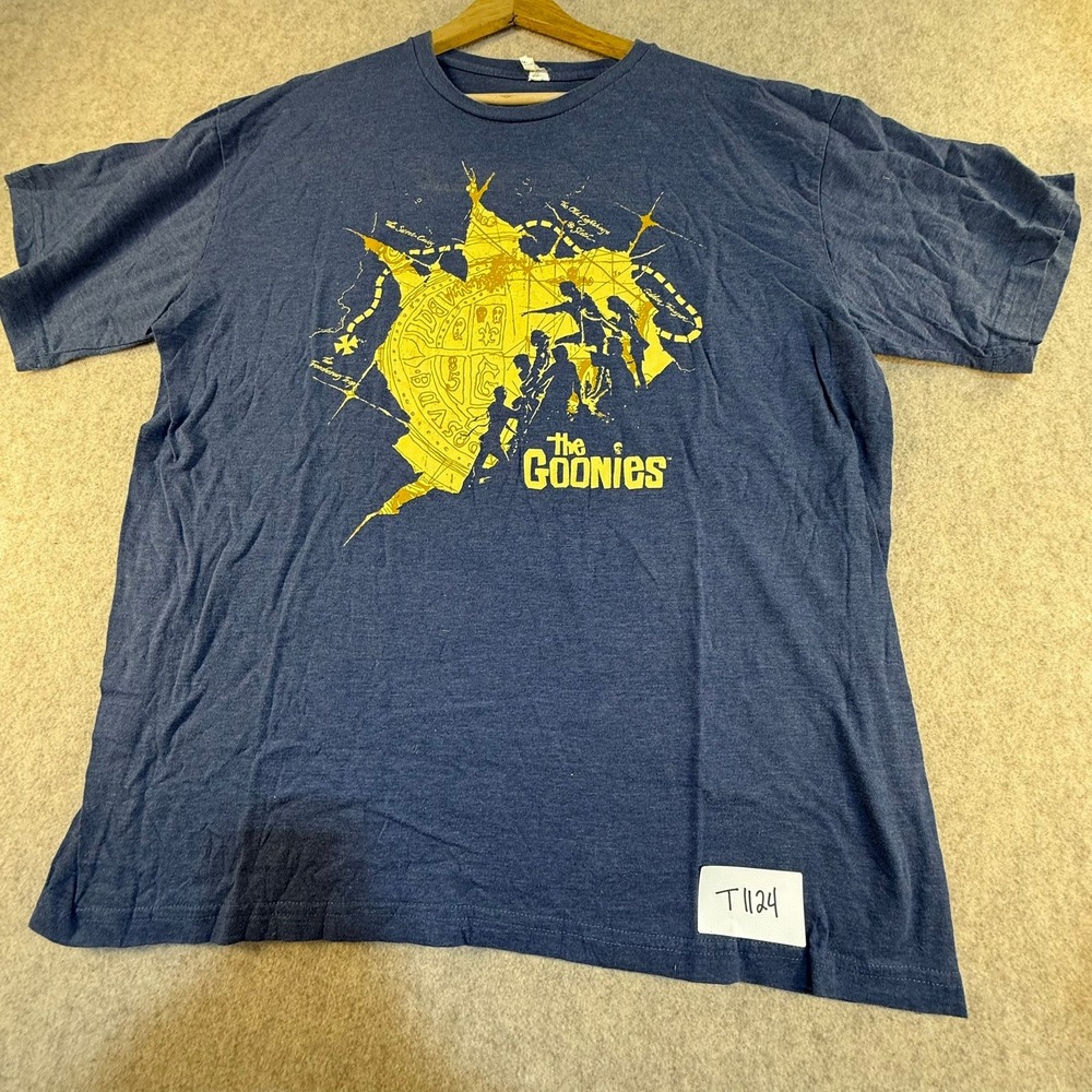 The Goonies Movie Graphic T-Shirt Mens XL Blue Heathered Treasure Map Crew Neck